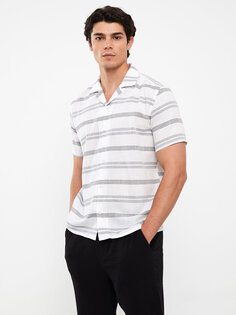 Мужская полосатая рубашка обычного кроя с коротким рукавом LCW Casual, черный полосатый