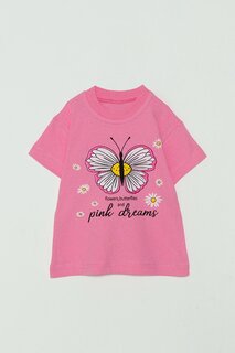 Футболка с короткими рукавами и принтом бабочки для маленьких девочек JackandRoy, пудрово-розовый