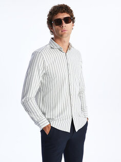 Мужская полосатая рубашка Slim Fit с длинным рукавом SOUTHBLUE, серый полосатый