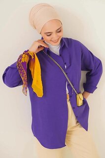 Женская фиолетовая длинная базовая рубашка в хиджабе широкого кроя HZL24W-BD139001 hazelin