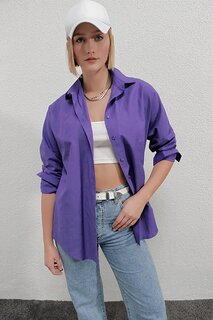 Женская фиолетовая длинная базовая рубашка оверсайз HL22w-bd139001 hazelin