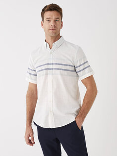 Мужская полосатая рубашка обычного кроя с коротким рукавом LCWAIKIKI Classic, белый полосатый
