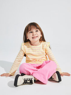 Полосатая футболка с круглым вырезом и длинными рукавами для маленьких девочек LCW baby