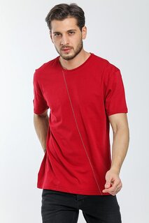 Мужская приталенная футболка Garni с круглым вырезом и строчкой спереди SPR21Y01 Süperlife, бургундия
