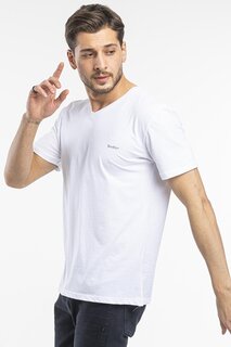 Мужская приталенная футболка с коротким рукавом с v-образным вырезом и принтом Brooklyn SPR 265 Süperlife, белый