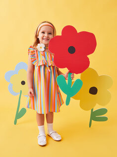 Полосатое платье для маленьких девочек с круглым вырезом LCW baby
