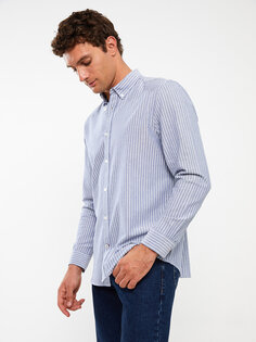 Мужская полосатая рубашка стандартного кроя с длинным рукавом SOUTHBLUE, синие полосы