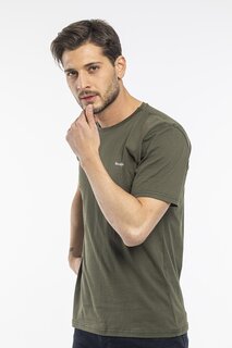 Мужская приталенная футболка с коротким рукавом с v-образным вырезом и принтом Brooklyn SPR 265 Süperlife, хаки