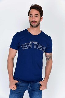 Мужская приталенная футболка с круглым вырезом с принтом SPR 254 Süperlife, темно-синий