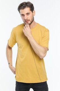 Мужская приталенная футболка Garni с круглым вырезом и строчкой спереди SPR21Y01 Süperlife, горчично-желтый