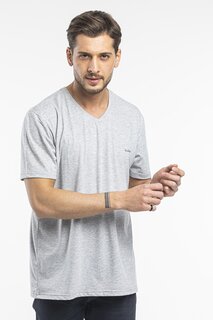 Мужская приталенная футболка с коротким рукавом с v-образным вырезом и принтом Brooklyn SPR 265 Süperlife, светло-серый