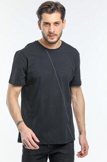 Мужская приталенная футболка Garni с круглым вырезом и строчкой спереди SPR21Y01 Süperlife, черный