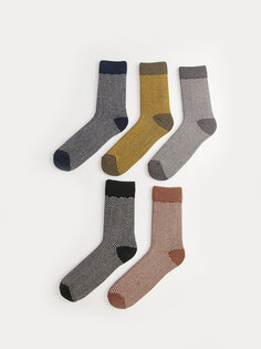 Полосатые мужские носки, 5 пар носков LCW ACCESSORIES, окрашенная пряжа смешанного цвета