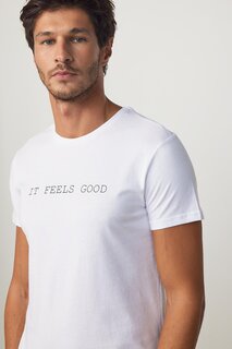 Мужская приталенная хлопковая белая футболка с круглым вырезом с принтом TUDORS, белый