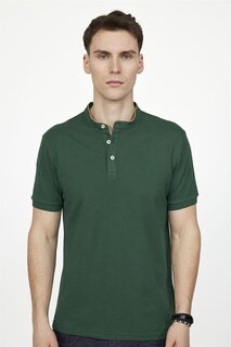 Мужская приталенная хлопковая зеленая футболка с воротником-судьей пике TUDORS