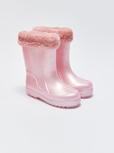 Резиновые сапоги для девочек с блестящим мехом и отделкой LCW STEPS, светло-розовый