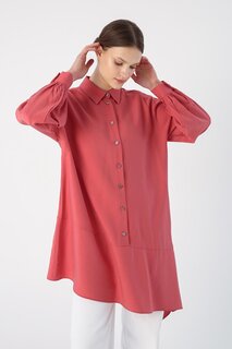 Розовая юбка, туника с рубашечным воротником и асимметричным разрезом ALL DAY