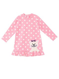 Розовое платье в горошек для девочки Teddy Bear Denokids