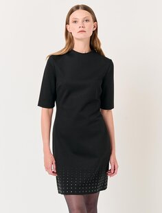 Черное мини-платье с круглым вырезом и рукавами до локтя Jimmy Key