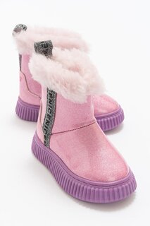 Розовые блестящие зимние ботинки анатомической формы из искусственной кожи для девочек MİNİPİCCO, розовый