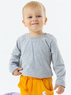 Базовая футболка для маленьких мальчиков с круглым вырезом Breeze, серый меланж