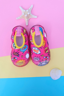 Розовые морские туфли для девочек Comic Bubbles на нескользящей подошве-F-7032 First Step