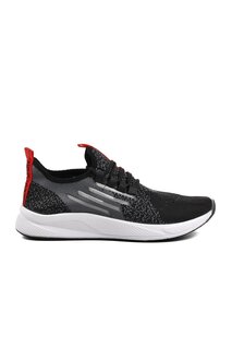 Черно-красная мужская спортивная обувь на шнуровке из сетки 507 Ayakmod