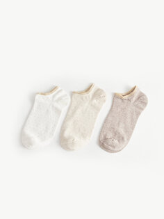 Женские носки-пинетки с рисунком, 3 пары носков LCW DREAM, экрю