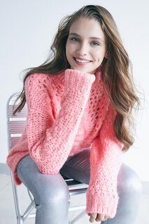 Розовый сетчатый свитер с помпонами Pieces of Melon