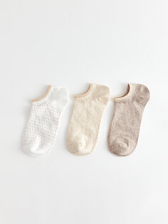Женские носки-пинетки с рисунком, 3 пары носков LCW DREAM, экрю