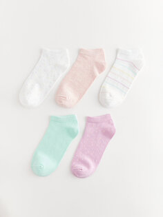 Женские носки-пинетки с рисунком, 5 пар носков LCW DREAM, оптический белый