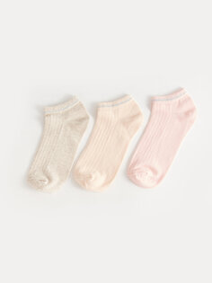 Женские носки-пинетки с рисунком, 3 пары носков LCW DREAM, бежевый меланж