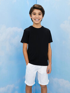 Базовая футболка для мальчиков с круглым вырезом и короткими рукавами LCW Kids, новый черный