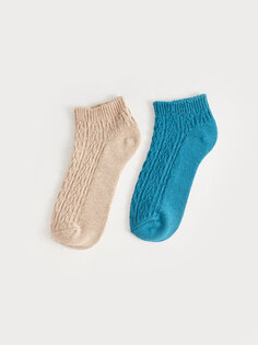 Женские носки-пинетки с рисунком, 2 шт. LCW DREAM, бежевый меланж