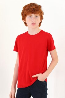 Базовая футболка красного цвета с круглым вырезом для мальчиков Zepkids
