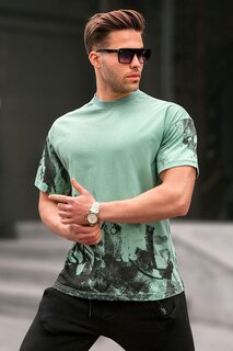 Базовая футболка мятно-зеленого цвета с рисунком 6092 MADMEXT