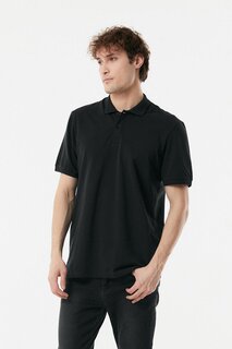 Базовая футболка на пуговицах с воротником-поло Fullamoda, черный