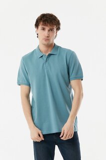 Базовая футболка на пуговицах с воротником-поло Fullamoda, синий