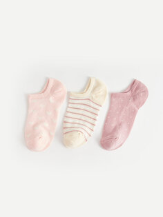 Женские носки-пинетки с рисунком, 3 пары носков LCW DREAM, розовый