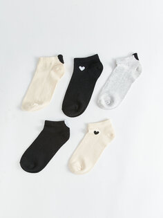 Женские носки-пинетки с рисунком, 5 пар носков LCW DREAM, экрю
