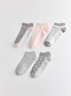 Женские носки-пинетки с рисунком, 5 пар носков LCW DREAM, серый меланж