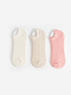 Женские носки-пинетки с самодельным узором, 3 пары носков LCW DREAM, экрю