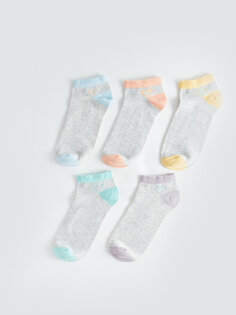Женские носки-пинетки с цветными блоками, 5 шт. LCW DREAM, светло-синий