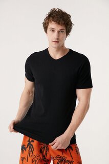 Базовая футболка с V-образным вырезом Fullamoda, черный