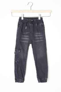 Черные джинсовые брюки-карго с эластичной резинкой на талии для мальчиков 16226 Wikiland