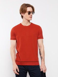 Мужская трикотажная футболка с круглым вырезом и коротким рукавом LCWAIKIKI Classic, светло-коричневый