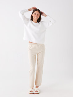 Женские однотонные пижамные штаны с эластичной резинкой на талии LC WAIKIKI, бежевый