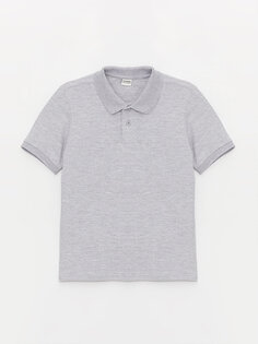 Базовая футболка с короткими рукавами для мальчиков с воротником-поло LCW Kids, серый меланж
