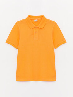 Базовая футболка с короткими рукавами для мальчиков с воротником-поло LCW Kids, апельсин