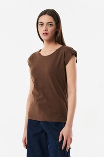 Базовая футболка с круглым вырезом Fullamoda, коричневый